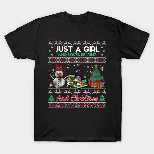 Just a girl who loves reading and christmas T-Shirt by TeeAaron